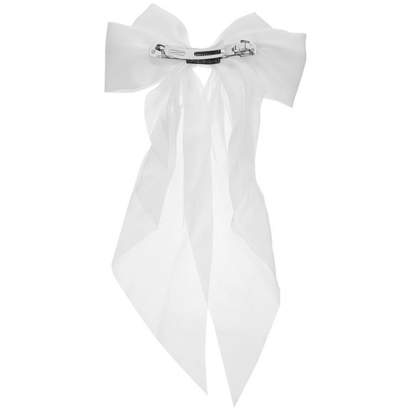 Raindrops White Fabric Bow Hairpin for Women and Girls with Spring Clip Design Large Size for Wedding Decor