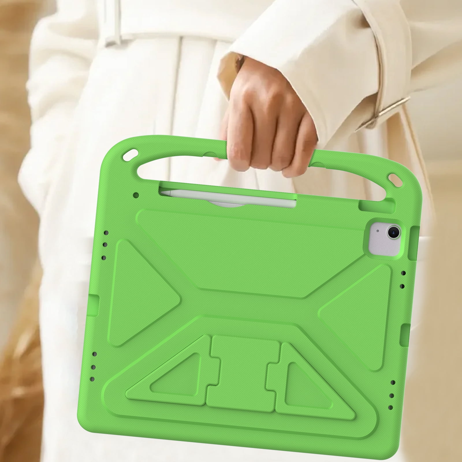 Dteck Case for iPad Air 11 Inch (M3/M2) 2025/2024, iPad Air 11 Inch Kids Case with Kickstand and Pencil Holder for Pencil Pro/USB-C, Lightweight EVA Shockproof Protective Cover for Boys Girls,Green