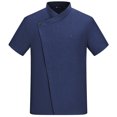 thumbnail image 1 of Uniforme de chef Delantal de cocina de verano de manga corta con bolsillos delanteros Trajes Carnicero Servidor Ropa Suministros para el hogar Absorbedores de humedad Azul XXL AweSitey LF000327-18, 1 of 7