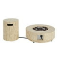 thumbnail image 2 of Christopher Knight Home 30" Patio MGO Propane Fire Pit Set, 40,000 BTU Ribbed Round Heater with Lid and Tank Cover, Beige, 2 of 13