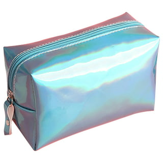 besharppin Holographic Cosmetic Bags, 2pcs Iridescent Makeup Pouches with  Wrist Loop for Home Office Purse Diaper Bag