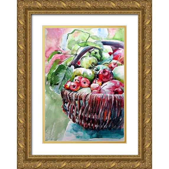Kovacs, Anna Brigite 11x14 Gold Ornate Wood Framed with Double Matting Museum Art Print Titled - Autumn Fruits