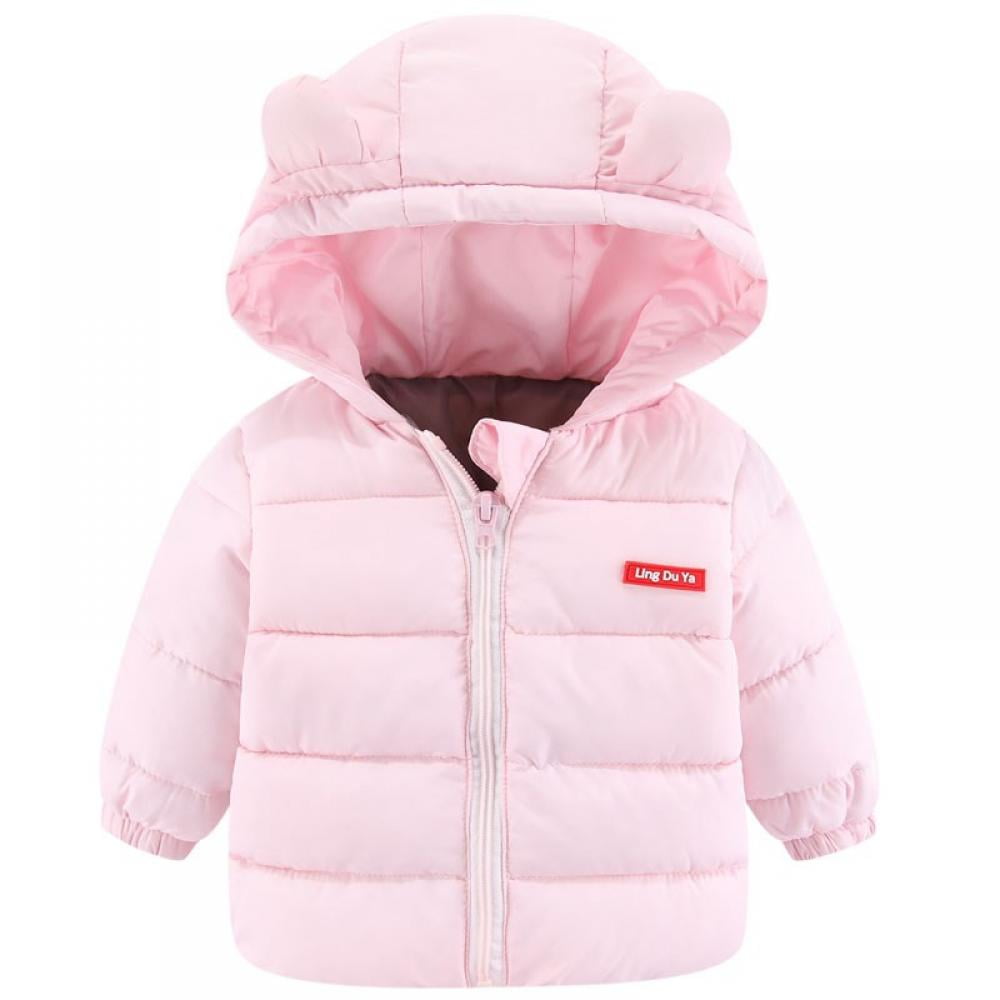 Baby Toddler Boys Girls Pure Color Winter Down Coats with Hoods, 6M