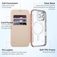 thumbnail image 5 of CASEFIV for iPhone 16 Pro Max Case,Compatible with Magsafe,Slim Fit Flip Protective PU Leather Wallet Case with RFID Blocking Card Slot Build-in Len Protector,Pink, 5 of 7