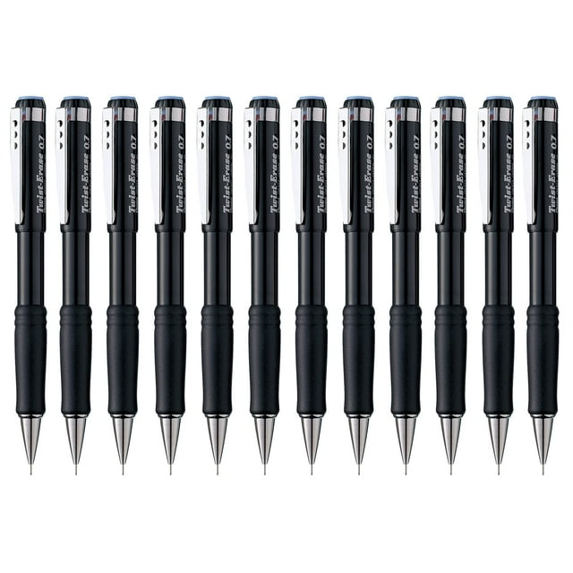 Lápiz Mecánico Pentel Twist-Erase III 0.7mm Negro Paquete de 12