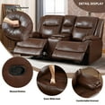 thumbnail image 2 of Bonzy Home Premium Genuine Leather Manual Reclining Loveseat , Overstuffed Loveseat with Center Console, Storage and Cup Holder, Oversized Heavy Duty Sofa for Living Room, Brown, 2 of 9