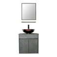 thumbnail image 2 of Eclife 24" Wall Mounted Bathroom Vanity with Glass Vanity Top, Mirror, 2 Doors, Water Saving Faucet, 2 of 9