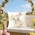 thumbnail image 3 of SIYTUAU Easter Pillow Cover With Rabbit And Egg Print For Home Decoration Cushion Cover Soft Linen Material For Sofa Bed B, 3 of 7
