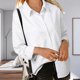 thumbnail image 3 of Camisa de color puro para mujer,Camisa de manga larga para mujer, Top con cuello vuelto, camisa para mujer, rendimiento lleno de energía, 3 of 6