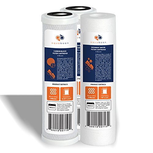 Aquaboon Replacement Filter Set with Sediment & carbon Filters for Standard 10" Housings