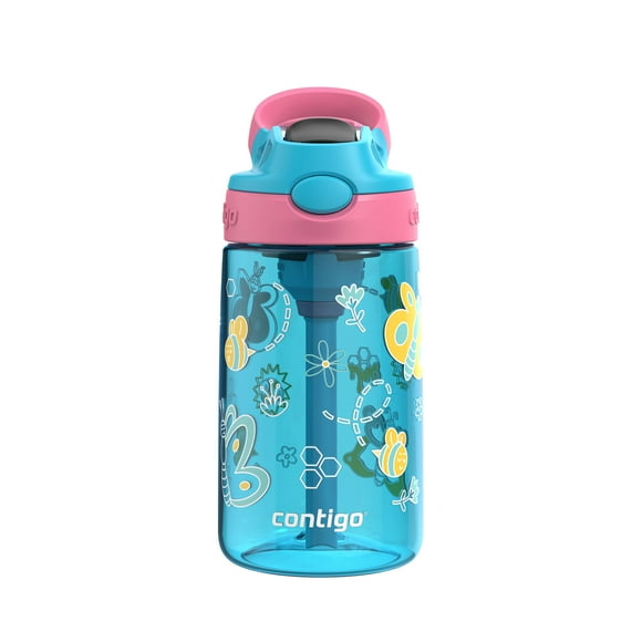 Contigo Kids Aubrey Straw Water Bottle, Leak-Proof, BPA-Free, Dishwasher Safe, Blue Raspberry Butterlies