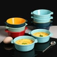 thumbnail image 4 of SWEEJAR Ceramic Souffle Dishes - Round Double Handle Ramekins - 10oz White - Set of 6, 4 of 6