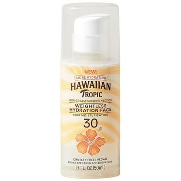 Hawaiian Tropic Weightless Hydration Face Lotion Sunscreen SPF 30 1.7 fl oz Pack of 2