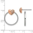 thumbnail image 2 of Rhodium Plated Rose-tone Cubic Zirconia Love Heart and Open Circle Post Earrings 20x18.4mm Wide Stud Earring for Women, 2 of 2