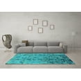 thumbnail image 3 of Ahgly Company Machine Washable Indoor Square Oriental Turquoise Blue Industrial Area Rugs, 8' Square, 3 of 4