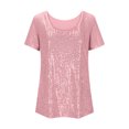 thumbnail image 5 of YOUYEDIAN Girl's Round Neck Glitter Sequins Shirts Top Sparkle Shimmer Concert Party Tee Pink, 5 of 5