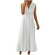 zanvin Summer Dresses 2023, Mode de Dégagement Women Automne Solide Causal Col Sans Manches Bouton de Vacances Dress – image 2 sur 5