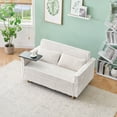 thumbnail image 3 of MAYEERTY 54" Pull Out Corduroy Sofa Bed with a Movable Tabletop and USB Ports, Loveseat Sleeper for Apartment, Living Room, Small Space, Beige, 3 of 8