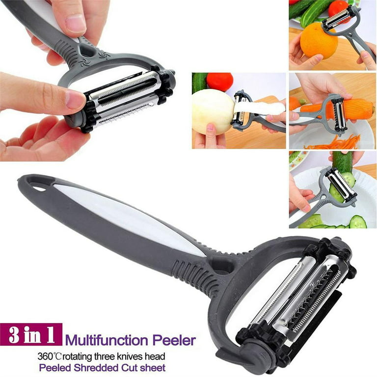 Dropship Multi-Functional Stainless Steel Rotary Peeler 3-in-1 With Plastic  Handle Vegetables Fruit Peelers Straight Serrated And Julienne Peelers  Kitchen Gadget Tool to Sell Online at a Lower Price