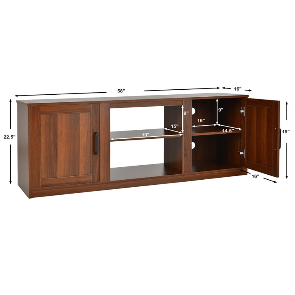 Finihen TV Stand, TV Cabinet, 58 Inch TV Stand with 1500W Faux Fireplace for TVs up to 65 Inch, Media Entertainment Center with Storage, for Living Room, Bedroom, Vintage
