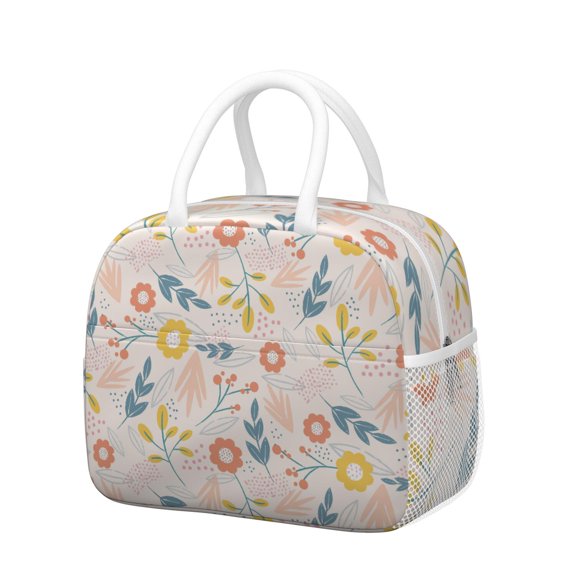 Insulated Lunch Bag for Women, Floral Print Oxford Fabric Lunch Box, Leakproof Thermal Cooler Tote for Work, School & Picnic, Vintage Floral Print