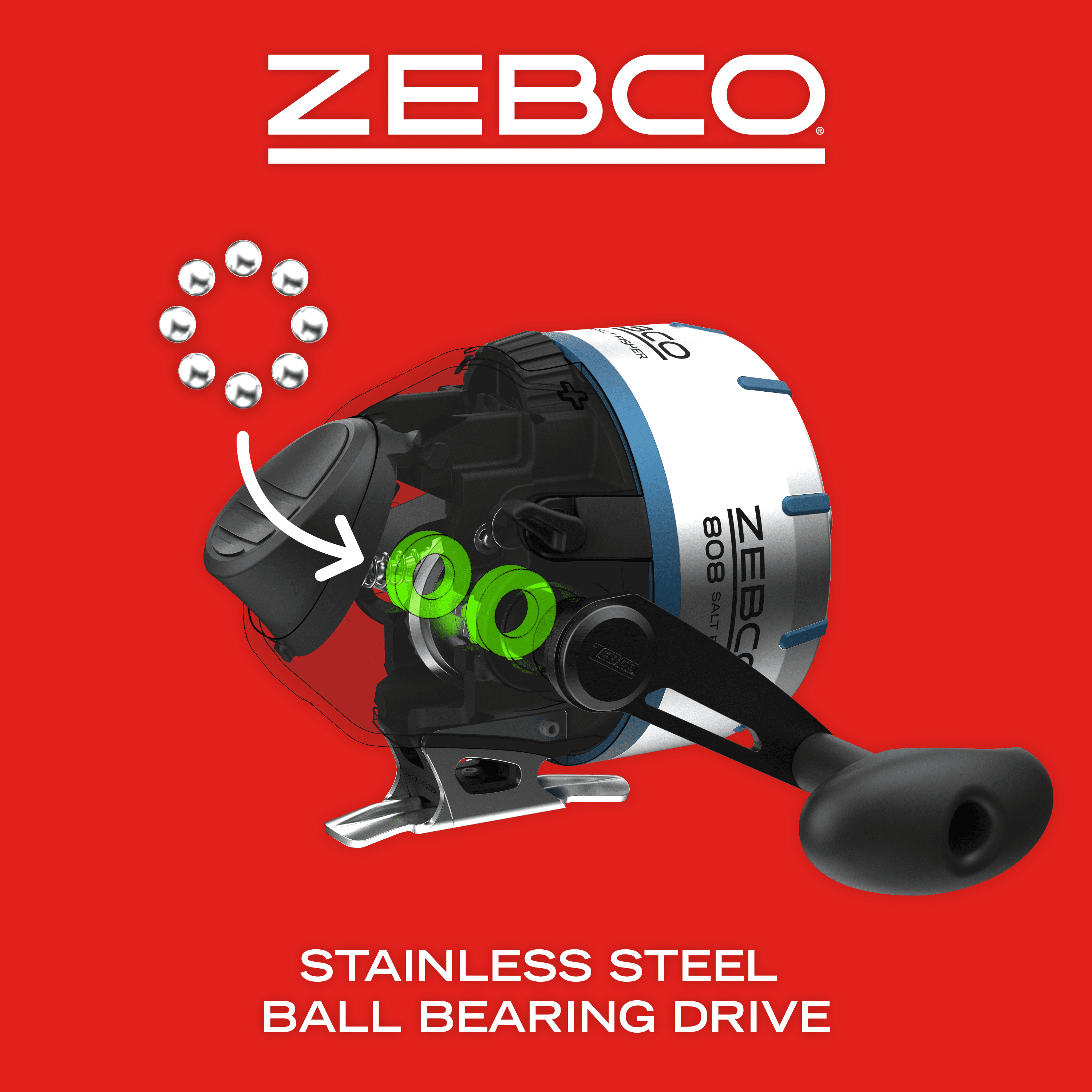 Zebco 808 Saltwater Spincast Reel and Fishing Rod Combo, 7-Foot 2