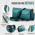 thumbnail image 6 of TECH CIRCLE for Samsung Galaxy S25 Ultra Case, Women men Multi-Function Wallet Case with Stand RFID Blocking Featuring Magnetic Closure Zipper S Pen Holder includes Shoulder Strap Wrist Strap,Green, 6 of 7