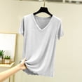 thumbnail image 2 of Ruimatai Women's Tops Casual V-Neck Short Sleeve Blouse Soft Breathable Polyester Summer Loungewear Pajama Top, 2 of 5
