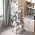 thumbnail image 6 of Homdox 5 Tier Adjustable Rolling Storage Shelves, Heavy Duty Wire Racks and Shelving, Metal Shelves for with Side Hooks Pantry Closet Kitchen Garage Organization, Silver Gray (AM5098_L_SIL), 6 of 9