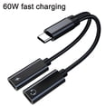 thumbnail image 2 of USB C Splitter with PD 60W Fast Charging - Enhanced Audio and Convenient Power Delivery，TA2H-B2L60 【Black】, 2 of 5