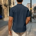 thumbnail image 4 of Hvyesh Mens Casual Henley Shirt Short Sleeve Band Collar Shirt Summer Beach Hippie Vacation T Shirt with Button, 4 of 8