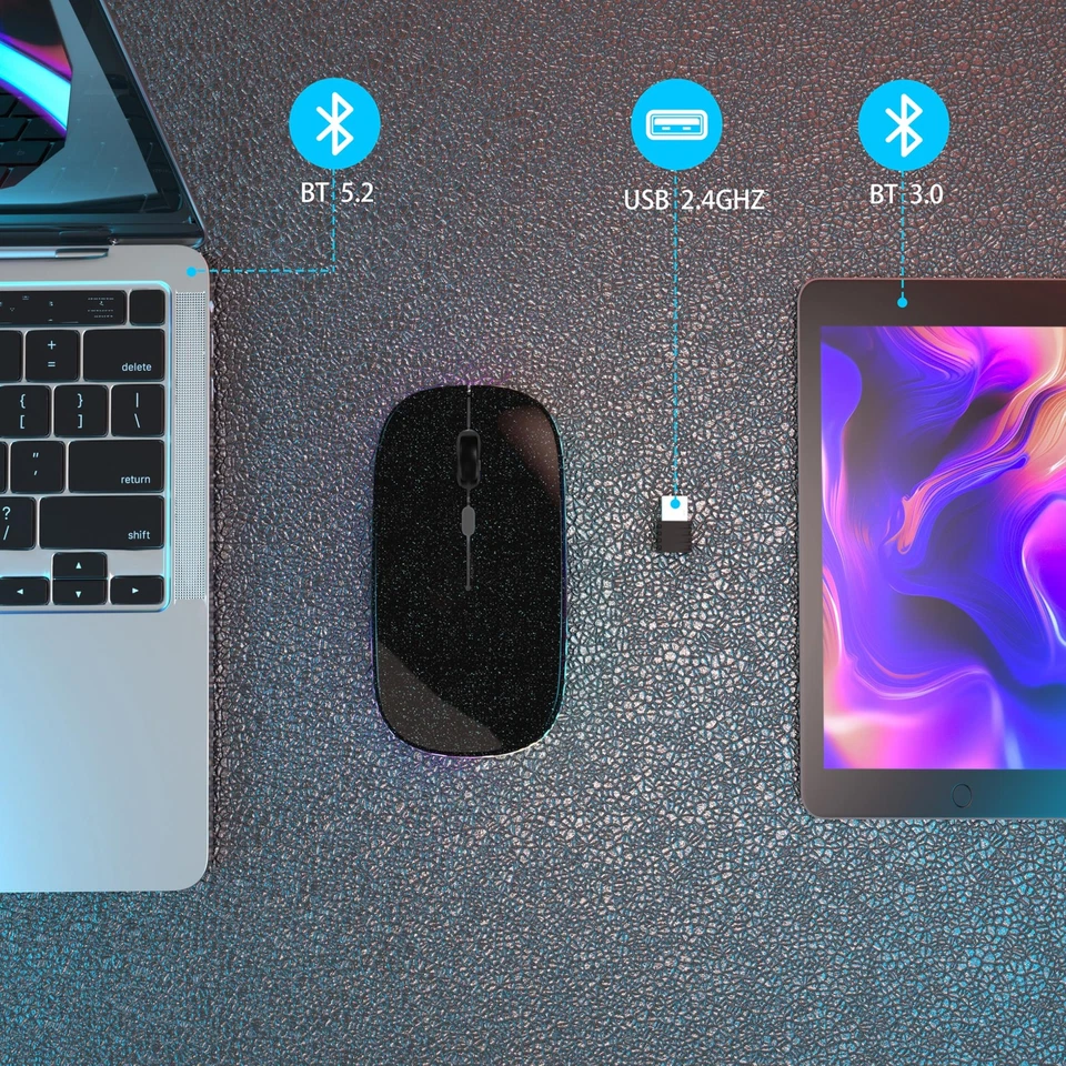BUTTERFLY- Wireless Bluetooth Mouse Rechargeable Led Mice Silent Slim Laptop Pc Mac Mouse