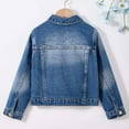 thumbnail image 5 of CAIVO Stylish Distressed Denim Long Sleeve Jackets Coats Girls With Notched Collar Outerwear Teen Girls And Preteen Casual Coat Cozy Child Solid Color Clothing, 5 of 9