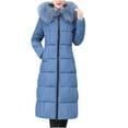 thumbnail image 5 of Juebong Women's Long Winter Puffer Coat Windproof Warm Thicken Quilted Down Jacket Trendy Padded Hooded Parka Outerwear Blue,XXL, 5 of 5
