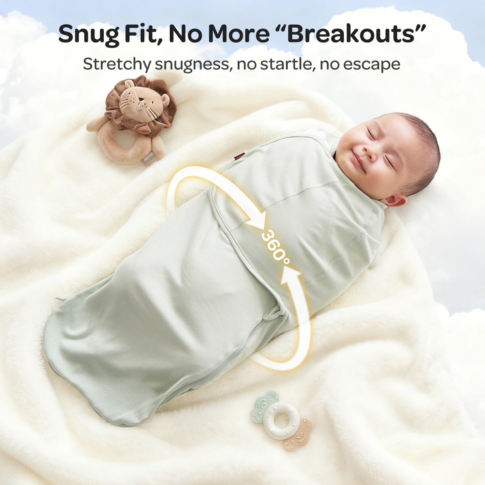 Momcozy Swaddles for Newborns,Quiet Fastner Suitable for Infant 0-3 Months,New-Parent-Friendly,Reduce Startle Reflex,Boys Girls, 2-Pack,Serenity