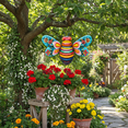 thumbnail image 3 of Hanging Metal Bee Wall Art,Iron Bee Art Sculpture for Outdoor Garden Fence Home Decors Colorful Honey Sculpture,Blue Red, 3 of 5