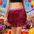 thumbnail image 2 of QSAWXQZ Carnival Tassel Skirt for Women Loose Color Block Sequins Mini Skirt Hot Pink-1 L, 2 of 9