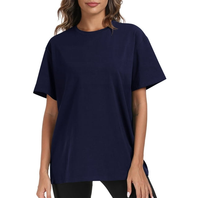 Hauts d'Été pour Femmes Couleur Unie T-Shirts Basiques Col Rond Manches Courtes T-Shirts Décontractés