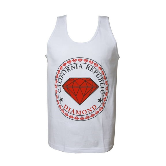 California Republic Diamond Tank Top Shirt, White Small