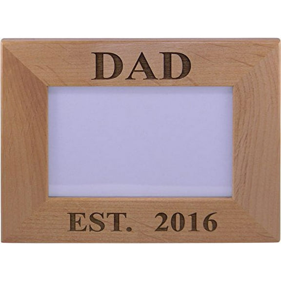 Dad EST 2016 - 4x6 Inch Wood Picture Frame - Great Gift for Father's Day Birthday or Christmas Gift for Dad Grandpa Papa Husband