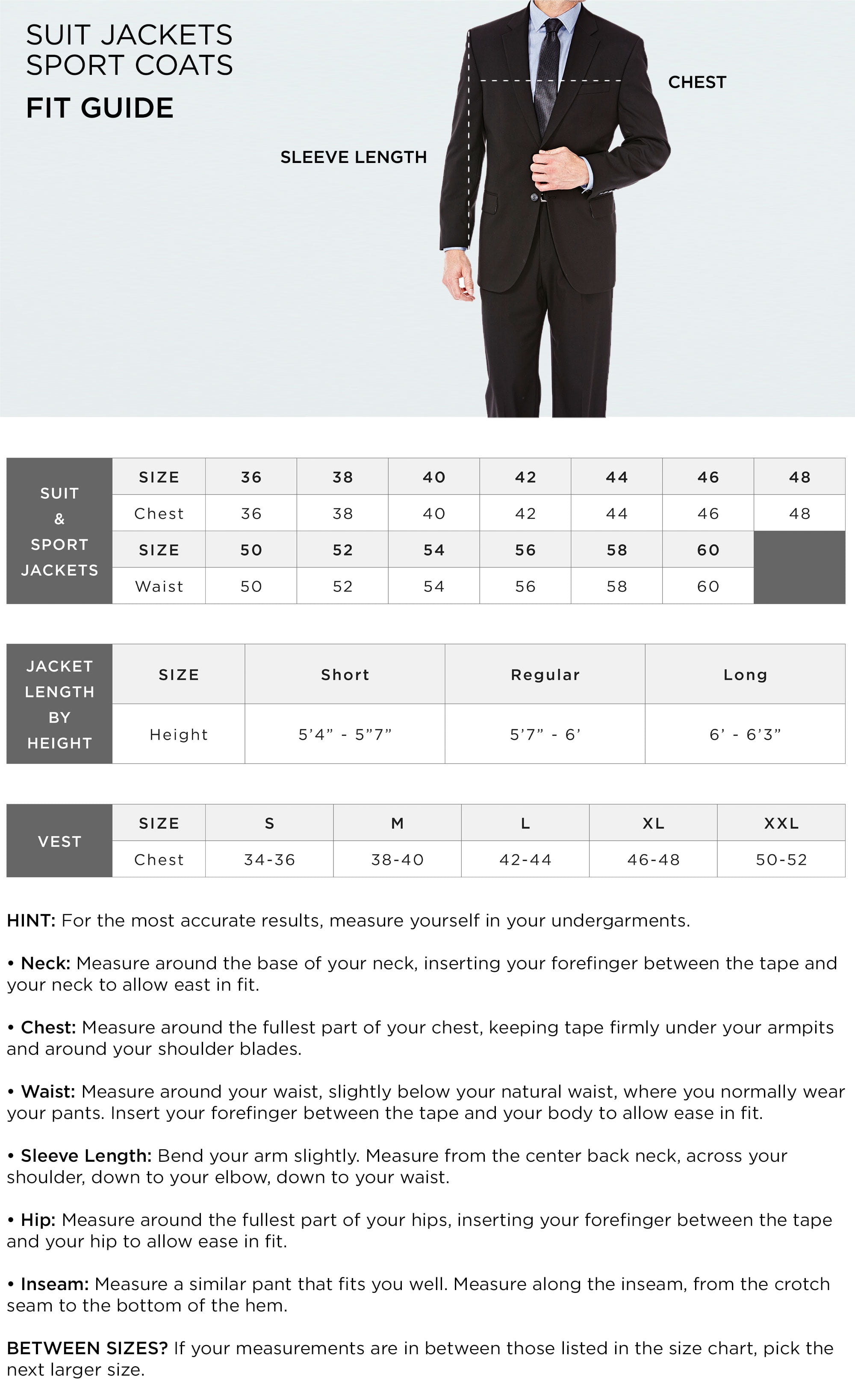 Mens suit jacket size conversion deals
