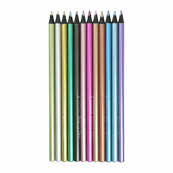 CCOCC 12x Metallic Colored Pencils 12 Color Soft Core Art Coloring Drawing Pencils for Adult Coloring Book Sketch Crafting Projects