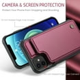 thumbnail image 2 of Mantto Case for iPhone 12/iPhone 12 Pro with Card Holder, Retro PU Leather RFID Blocking Credit Card Slots Double Magnetic Clasp Flip Kickstand Shockproof Phone Cover for iPhone 12/12 Pro,Winered, 2 of 9