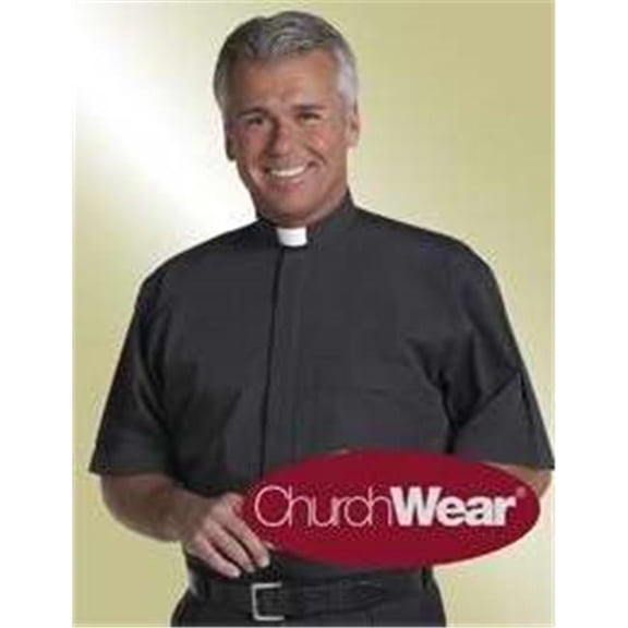 36185 Clerical Shirt Short Sleeve With Tab 18 In Black