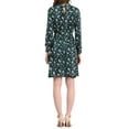 thumbnail image 3 of INSPIRE CHIC Robe Fleurie pour Femme Col Montant Manches Longues Taille à Nouer Longueur Genou Robe Bohème TG Satin Vert Foncé, 3 of 8