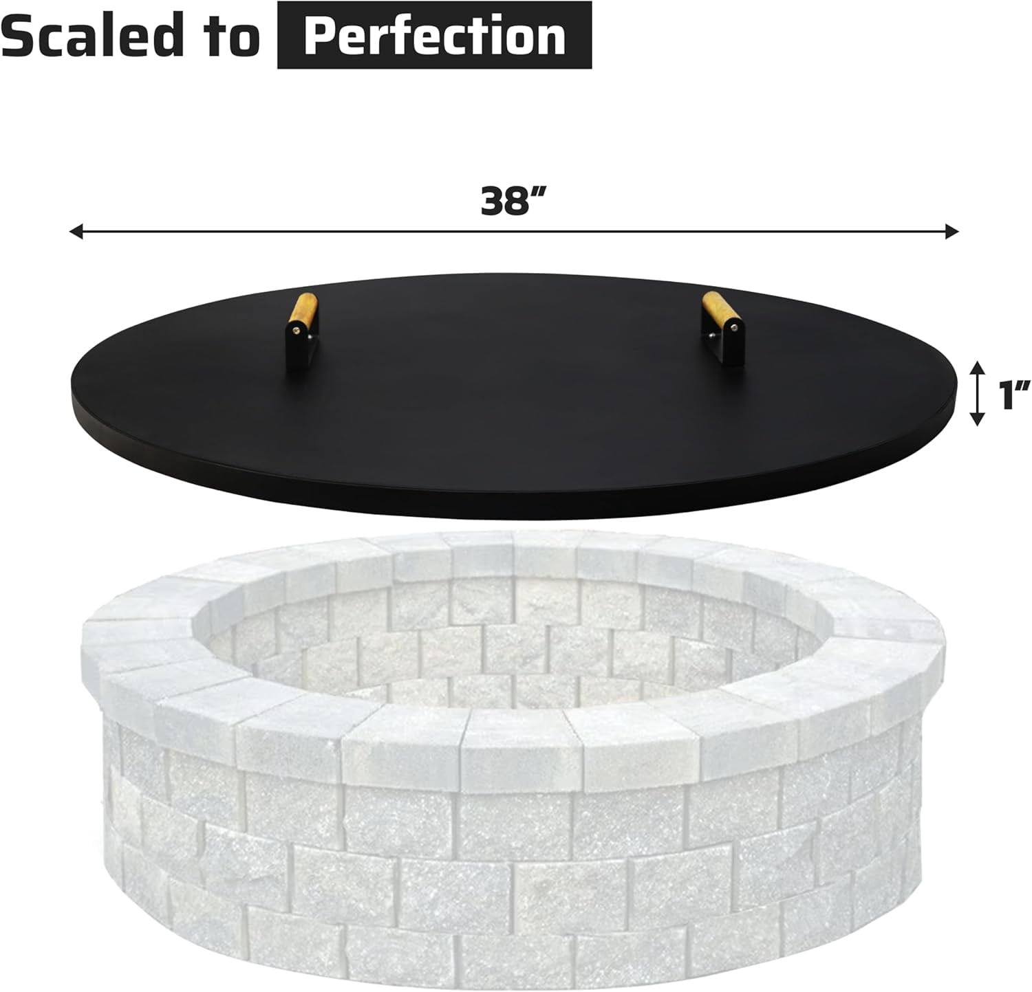 FEBTECH Fire Pit Shield 38 Inch - 16 Gauge Heat Resistant Coated Carbon Steel - Compatible with Fire Pits Inside Diameter Up to 36"