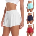 thumbnail image 5 of Women's Sweat Shorts with Liner Pockets Drawstring Quick Dry 2 in 1 Athletic Workout Flowy Sweatshorts (M, White), 5 of 5