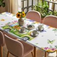 thumbnail image 3 of Happy Easter Table Cloths for 8 Foot Rectangle Tables, Watercolor Truck Eggs Flowers Butterfly Botanical Patio Waterproof Elastic Fitted Tablecloths, Washable Rectangular Table Cover for Camping, 3 of 8