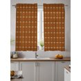 thumbnail image 2 of Brown Gingham Tier Curtains 45 Inch Length,Sheer Curtains for Bedroom Living Room Window Modern Minimalist Geometric Plaid Rod Pocket Drapes Kitchen Curtains Small Half Window 27.5"x45" 2 Panels, 2 of 7
