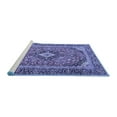 thumbnail image 2 of Ahgly Company Machine Washable Indoor Round Medallion Blue Traditional Area Rugs, 4' Round, 2 of 4